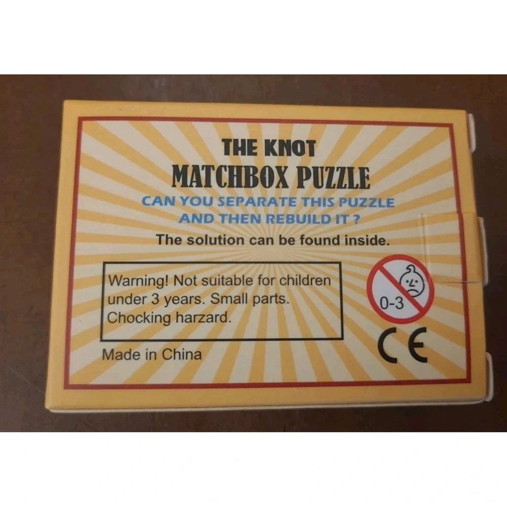 NIB The Knot Matchbox Puzzle Game 6 Pieces With‎ Solution Inside - 2 1/2